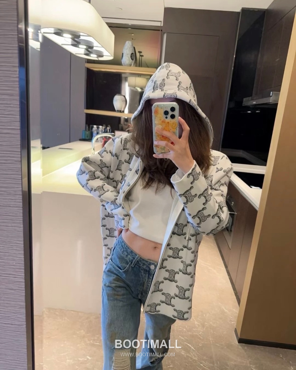 Celine Reversible Hooded Jacket Fabric Blend Brown/White Jacket 셀린느 리버서블 후드 자켓 패브릭 블렌드 브라운/화이트 자켓 S, M, L 3