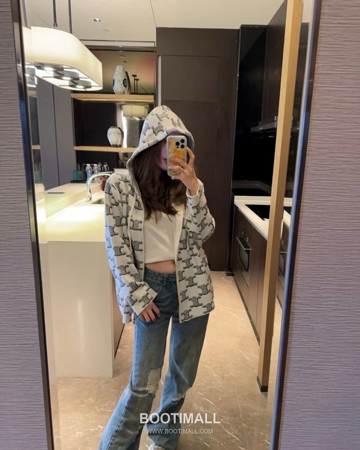 Celine Reversible Hooded Jacket Fabric Blend Brown/White Jacket 셀린느 리버서블 후드 자켓 패브릭 블렌드 브라운/화이트 자켓 S, M, L 5