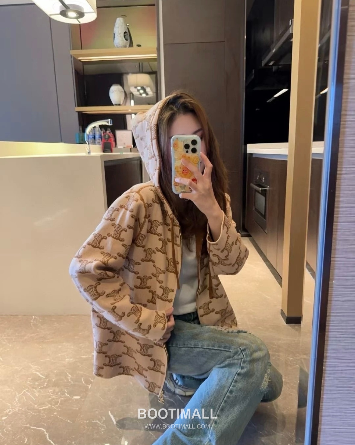 Celine Reversible Hooded Jacket Fabric Blend Brown/White Jacket 셀린느 리버서블 후드 자켓 패브릭 블렌드 브라운/화이트 자켓 2