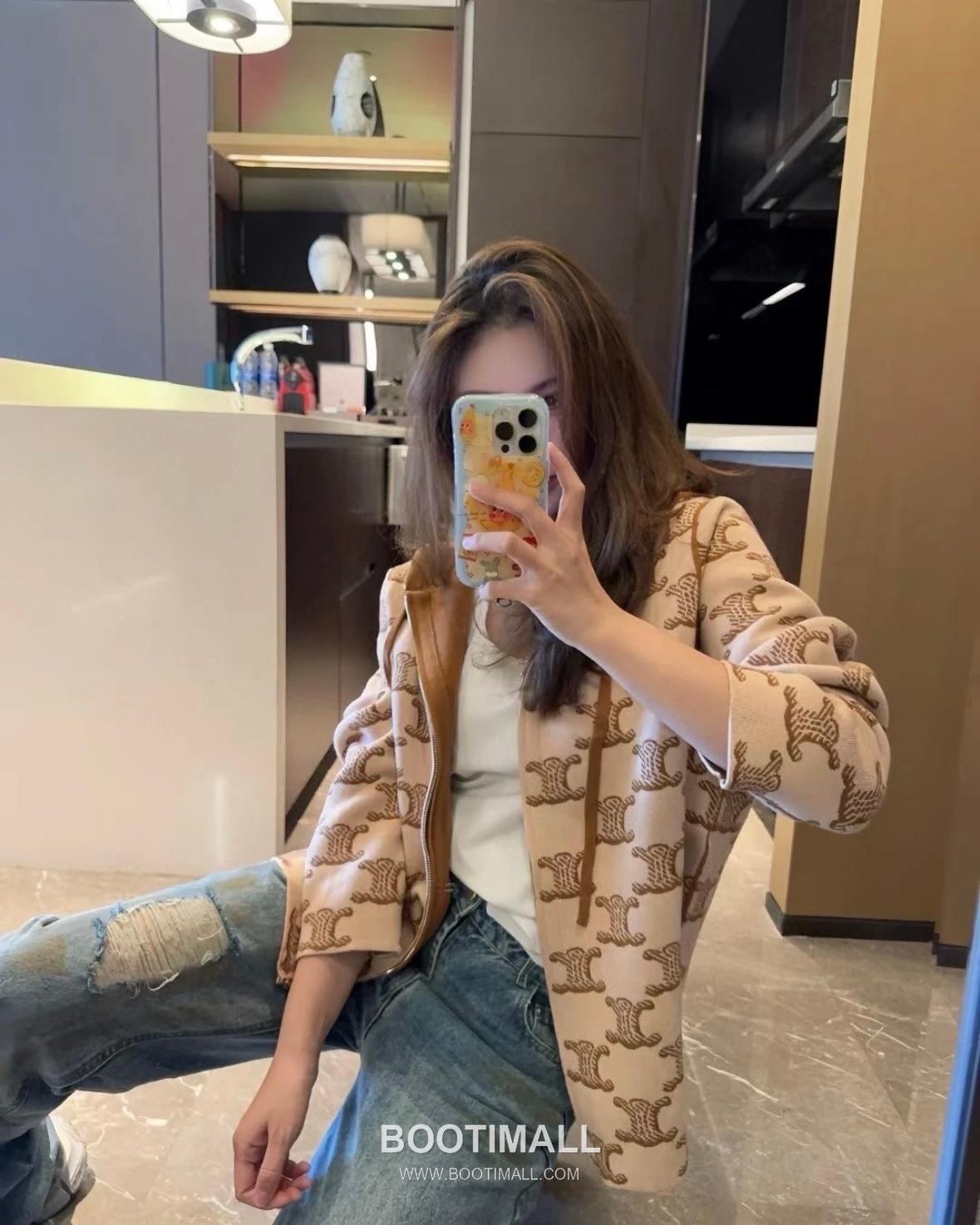 Celine Reversible Hooded Jacket Fabric Blend Brown/White Jacket 셀린느 리버서블 후드 자켓 패브릭 블렌드 브라운/화이트 자켓 3