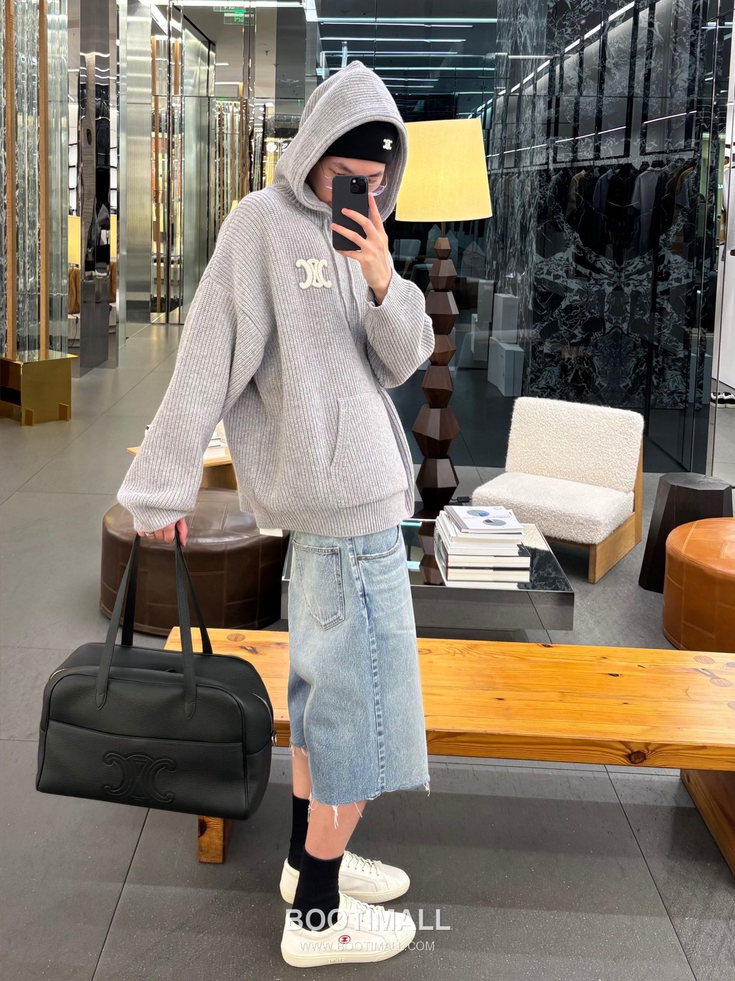 Celine Embroidered Logo Knit Hoodie Knit Gray Hoodie 셀린느 자수 로고 니트 후드 니트 그레이 후드 S, M, L, XL 6