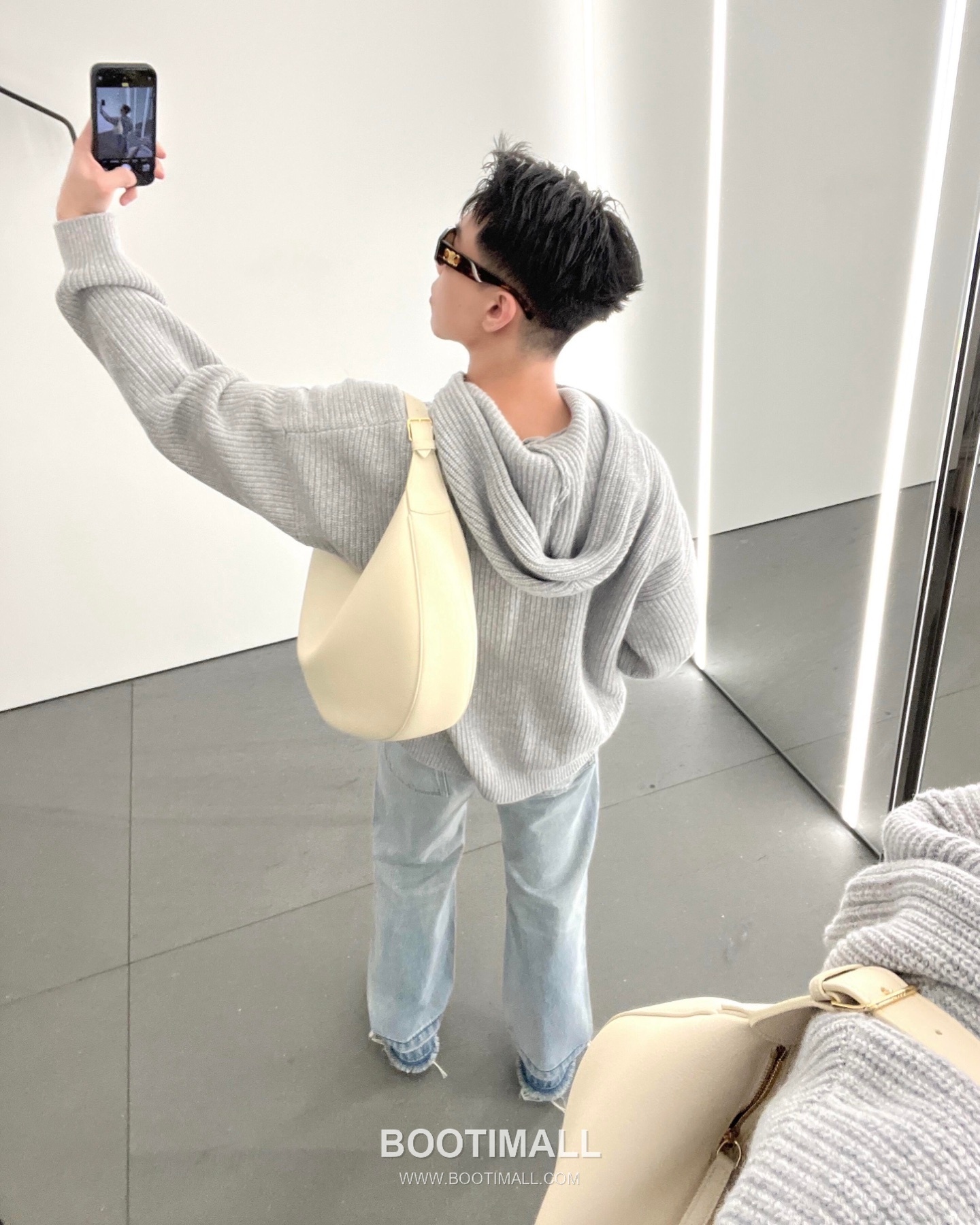 Celine Embroidered Logo Knit Hoodie Knit Gray Hoodie 셀린느 자수 로고 니트 후드 니트 그레이 후드 S, M, L, XL 11