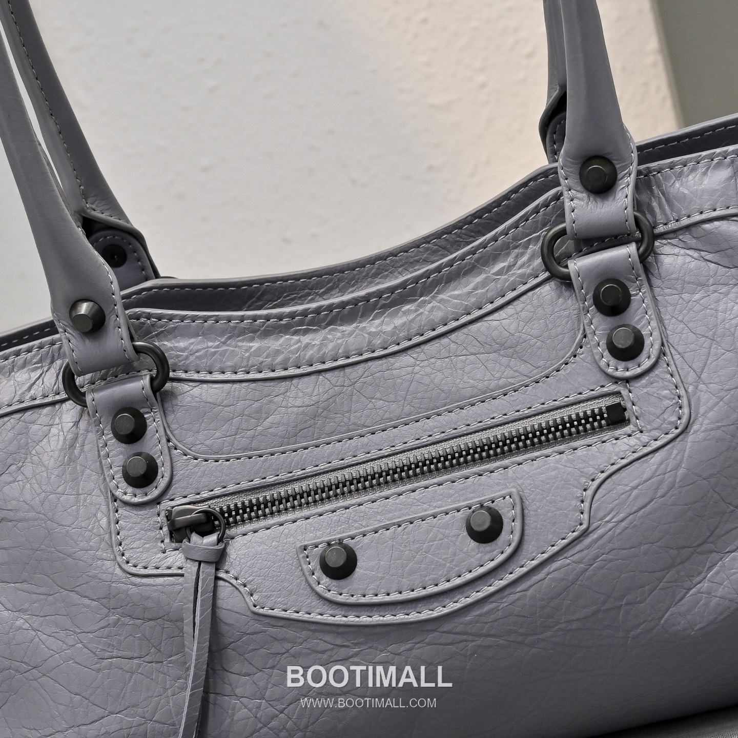 Balenciaga City Shoulder Strap Lambskin Leather Gray Shoulder Bag 발렌시아가 시티 숄더 스트랩 머신 스티치 램스킨 레더 그레이 숄더백 35cm 9