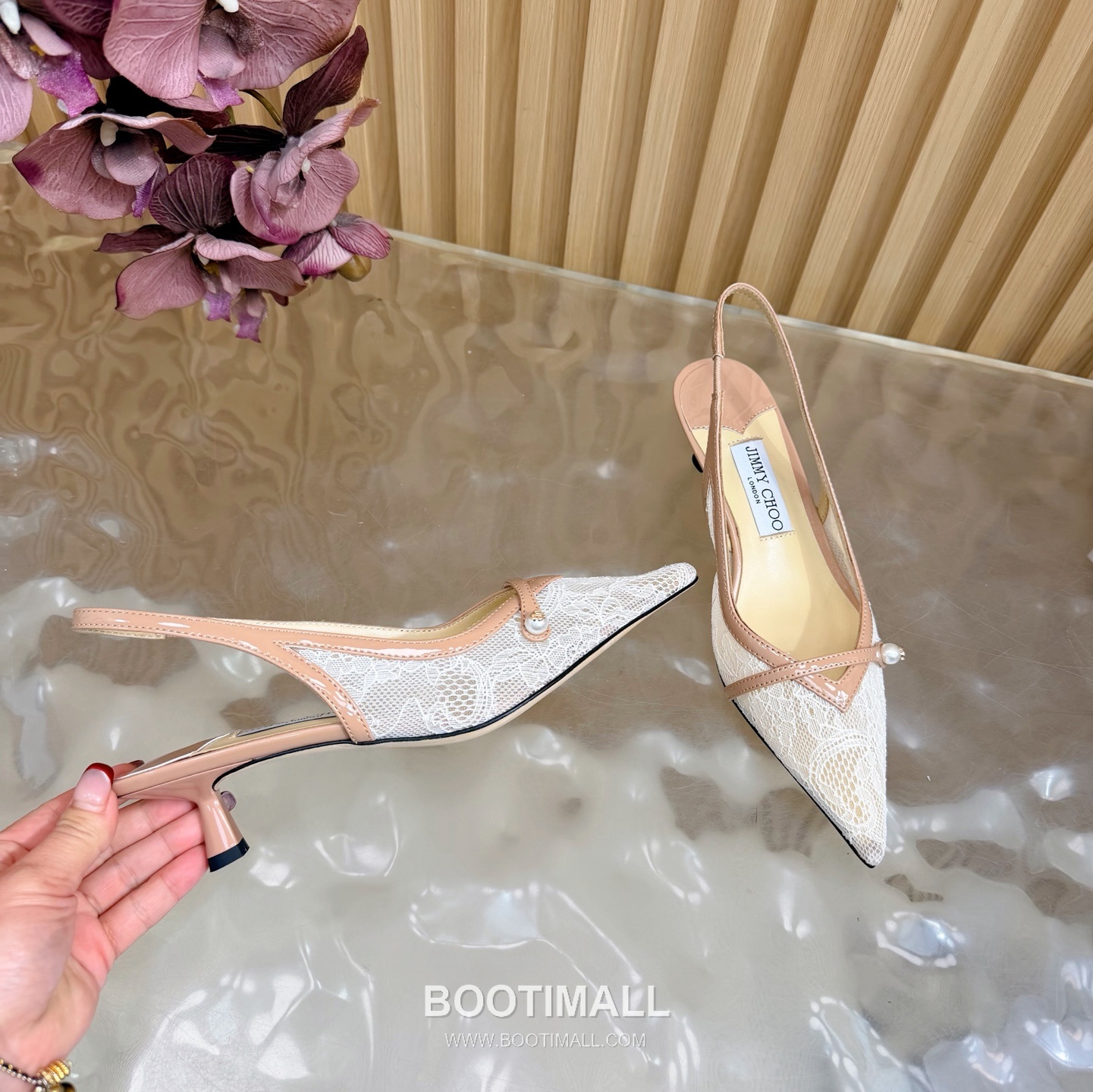 Jimmy Choo Lace Slingback Kitten Heels Lace, Sheepskin Black Heels 레이스 슬링백 키튼힐 레이스, 양가죽 블랙 힐 7