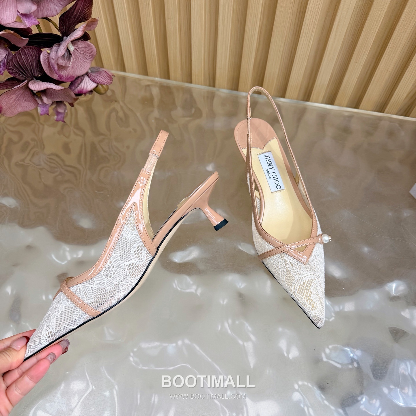 Jimmy Choo Lace Slingback Kitten Heels Lace, Sheepskin Black Heels 레이스 슬링백 키튼힐 레이스, 양가죽 블랙 힐 8