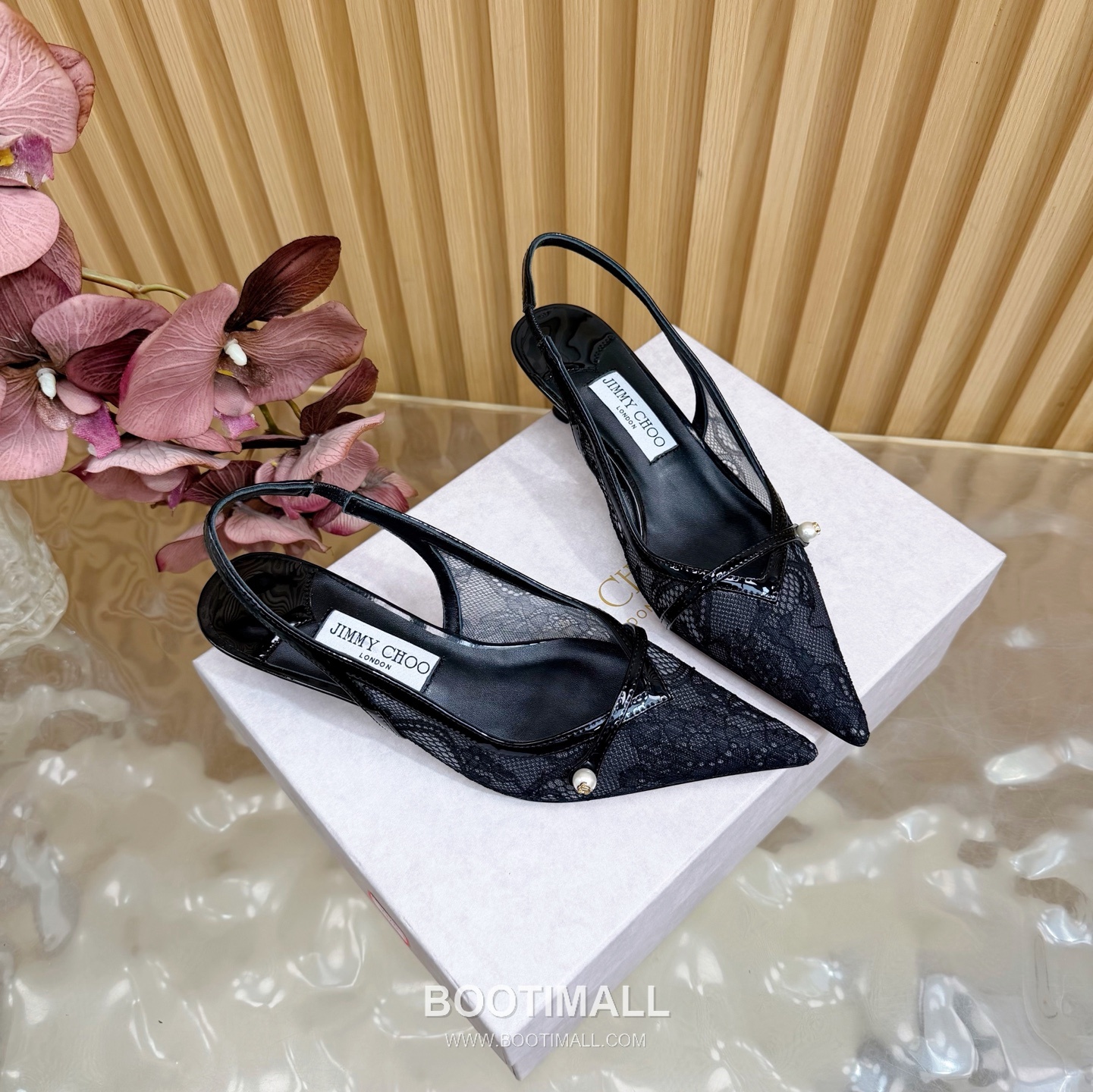 Jimmy Choo Lace Slingback Kitten Heels Lace, Sheepskin Black Heels 레이스 슬링백 키튼힐 레이스, 양가죽 블랙 힐 3