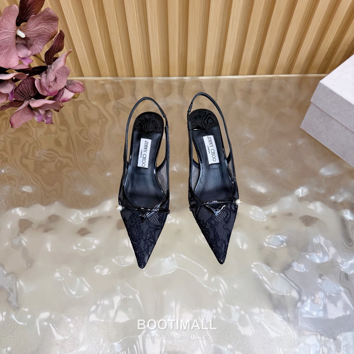 Jimmy Choo Lace Slingback Kitten Heels Lace, Sheepskin Black Heels 레이스 슬링백 키튼힐 레이스, 양가죽 블랙 힐 4