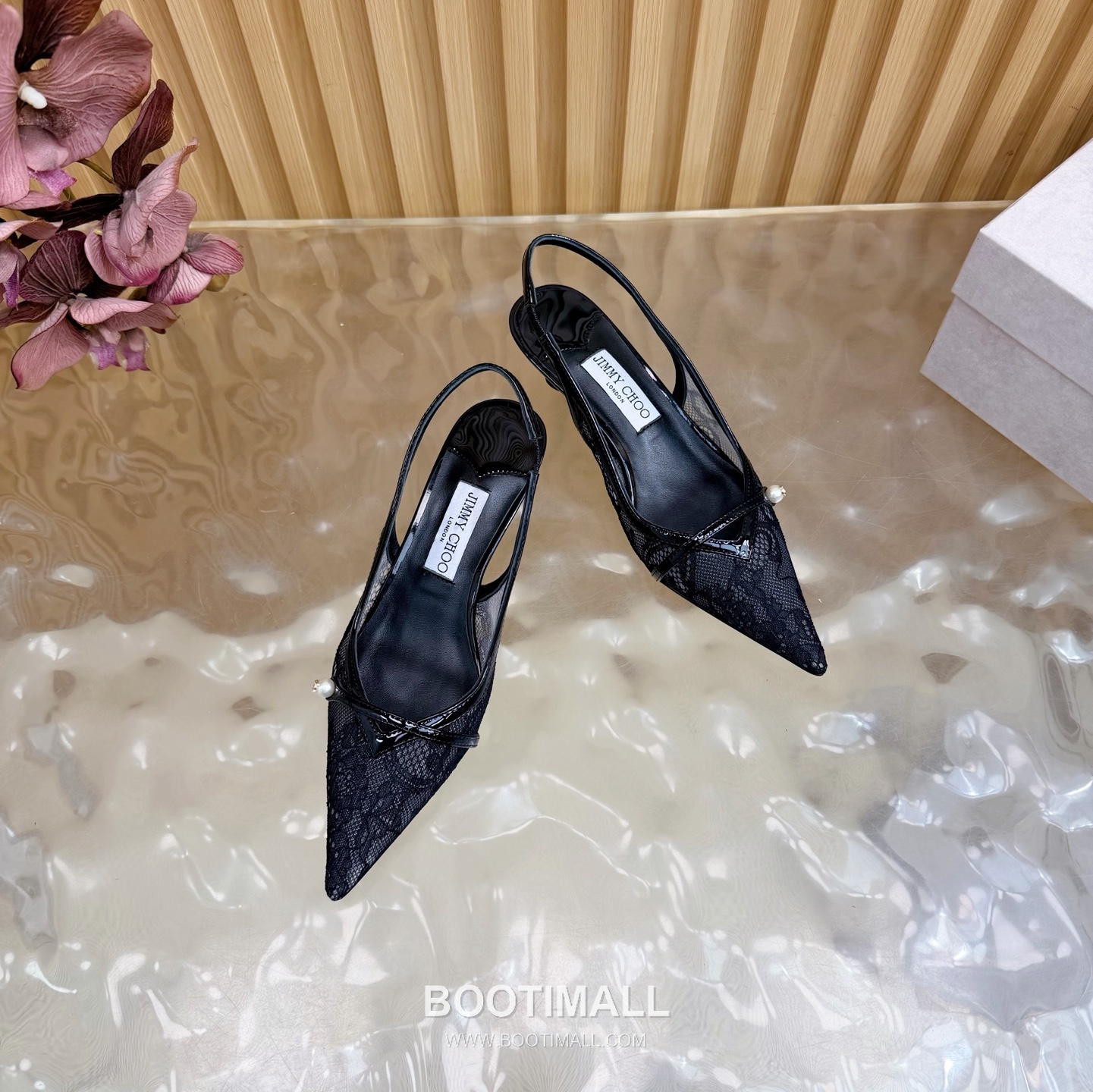 Jimmy Choo Lace Slingback Kitten Heels Lace, Sheepskin Black Heels 레이스 슬링백 키튼힐 레이스, 양가죽 블랙 힐 6