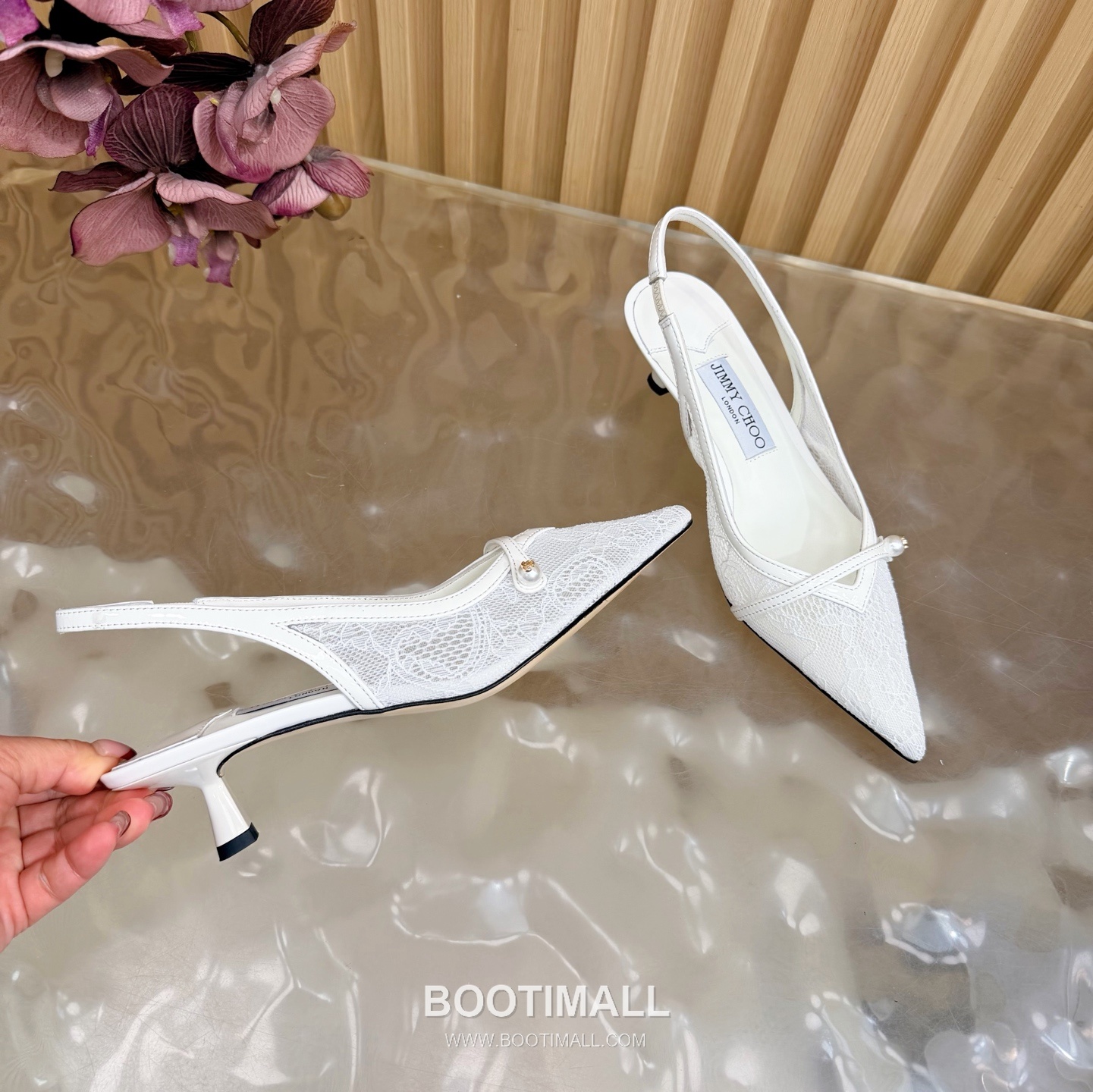 Jimmy Choo Lace Slingback Kitten Heels Lace, Sheepskin Black Heels 레이스 슬링백 키튼힐 레이스, 양가죽 블랙 힐 8