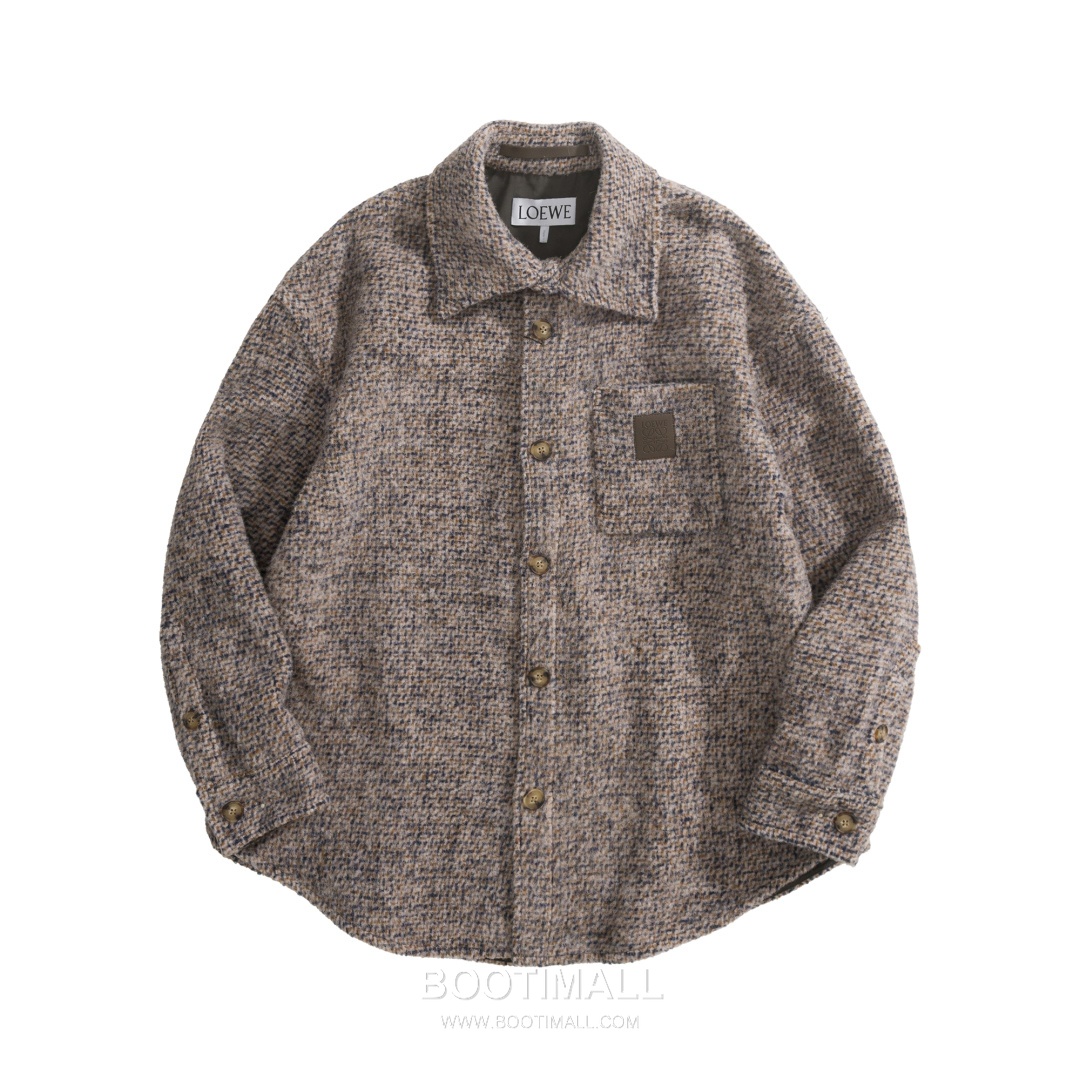 Loewe Anagram Overshirt Wool Alpaca Blend Brown Jacket 로에베 아나그램 오버셔츠 울 알파카 혼방 브라운 자켓 46, 48, 50, 52 6