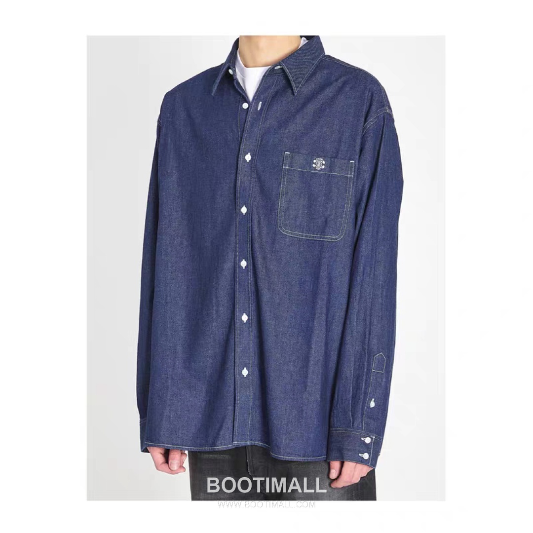 Celine Embroidered Denim Shirt Cotton Blue 셀린느 자수 데님 셔츠 코튼 블루 S, M, L, XL 1