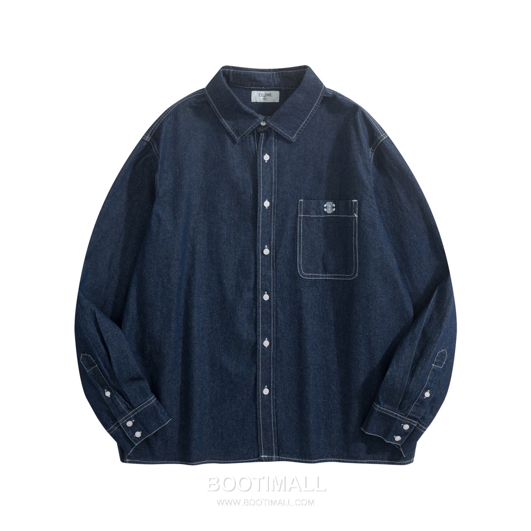 Celine Embroidered Denim Shirt Cotton Blue 셀린느 자수 데님 셔츠 코튼 블루 S, M, L, XL 5