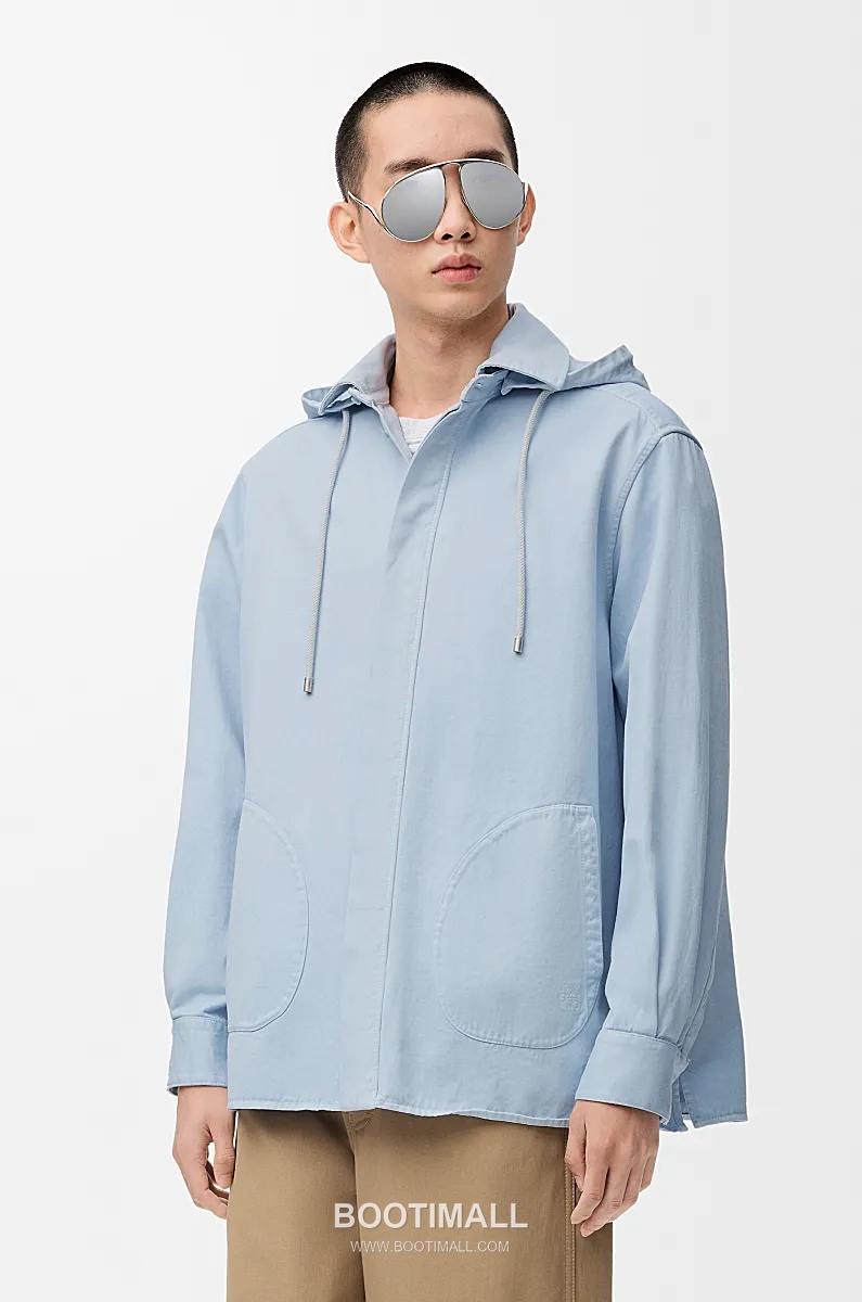 Loewe Hooded Cotton Shirt Cotton Blue 로에베 후드 코튼 셔츠 코튼 블루 46, 48, 50, 52 2