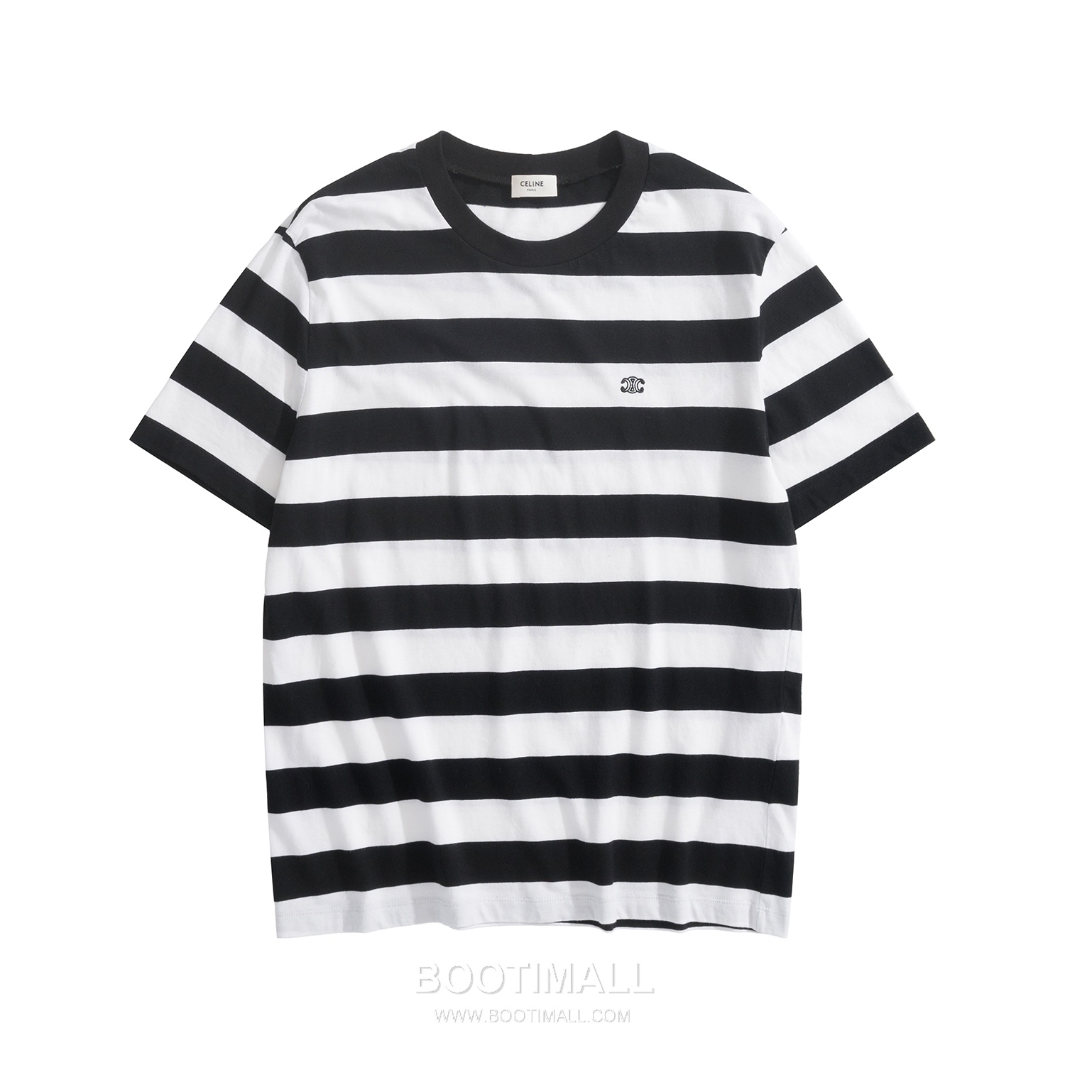 Celine Triomphe Stripe T-Shirt Mercerized Cotton Black 셀린느 트리옹프 스트라이프 티셔츠 실켓 코튼 블랙 S, M, L, XL 10