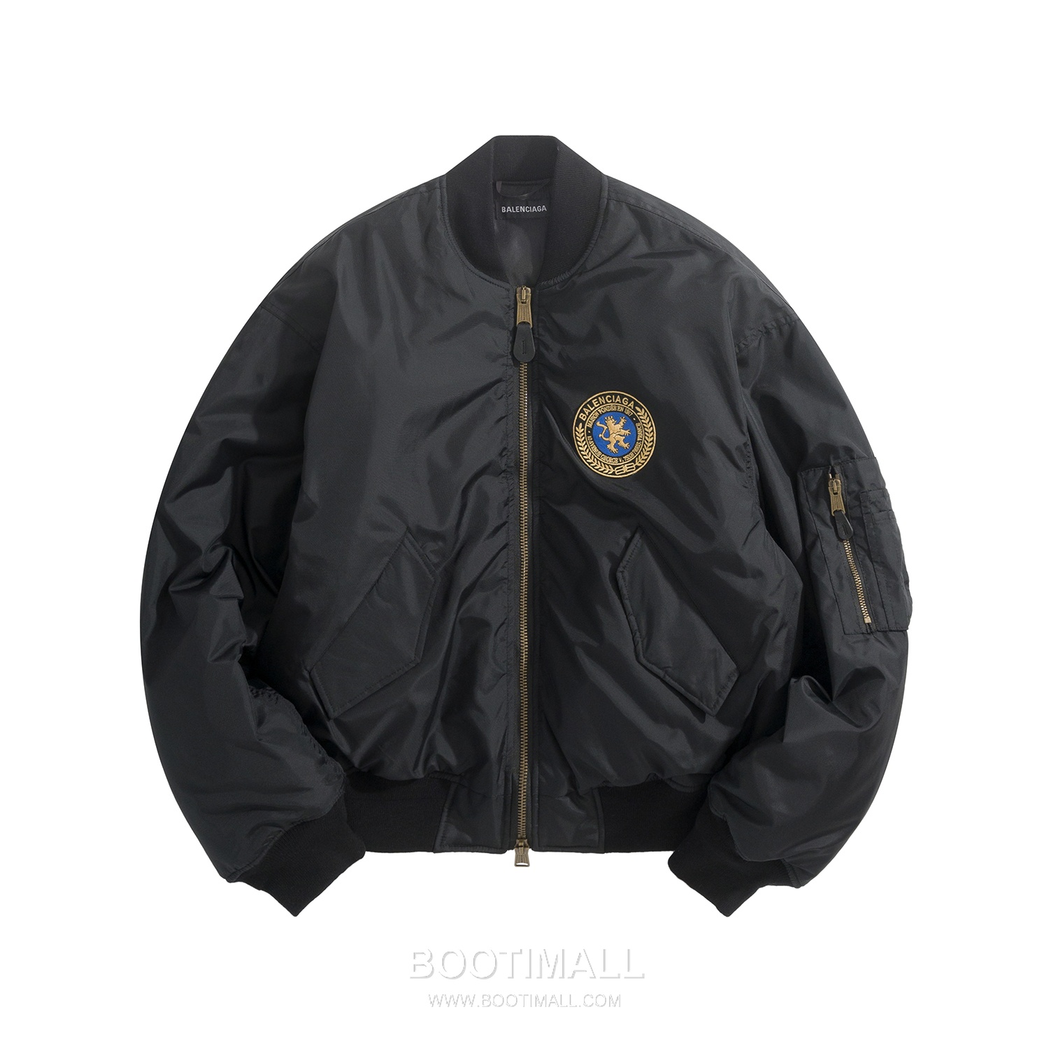 Gucci Lion Crest Jacket Nylon, Velvet, Cotton Black Padded Jacket 구찌 라이온 크레스트 자켓 나일론, 벨벳, 코튼 블랙 패딩 자켓 44, 46, 48, 50 5