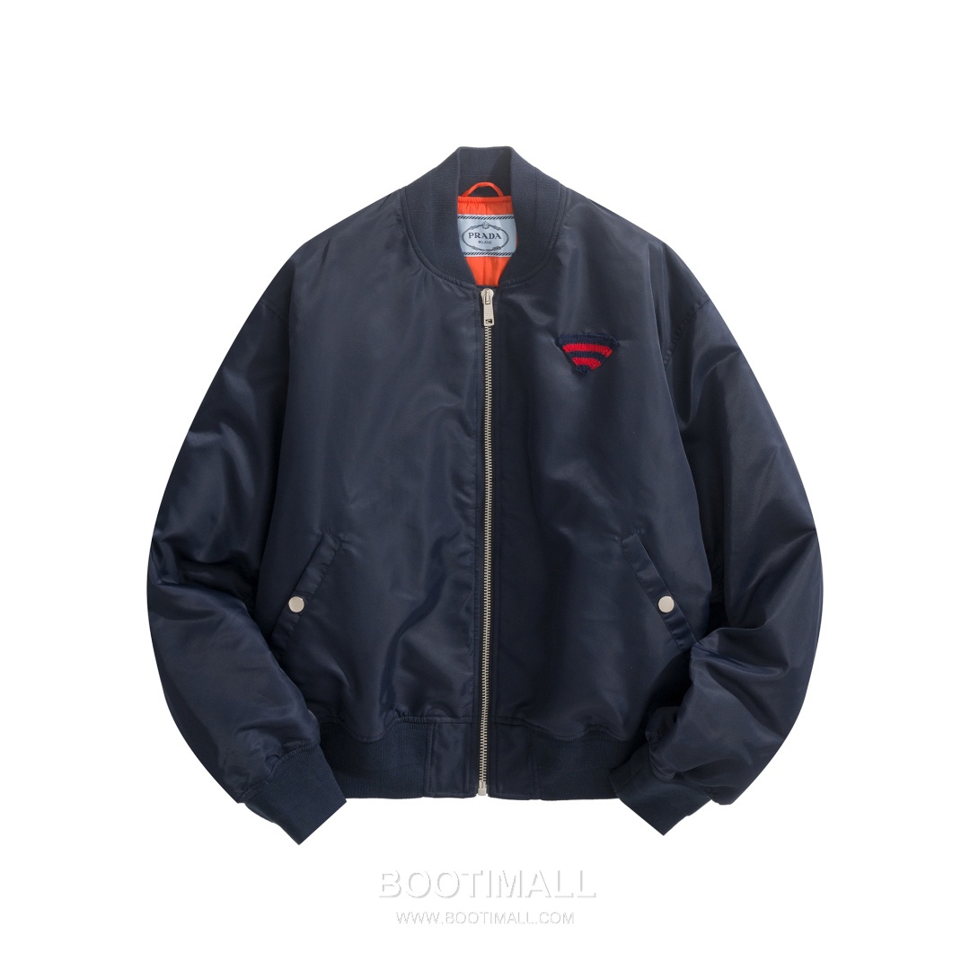 Prada Knit Logo Puffer Nylon Navy Down Jacket 프라다 니트 로고 패퍼 나일론 네이비 다운재킷 38, 40, 42, 44 5