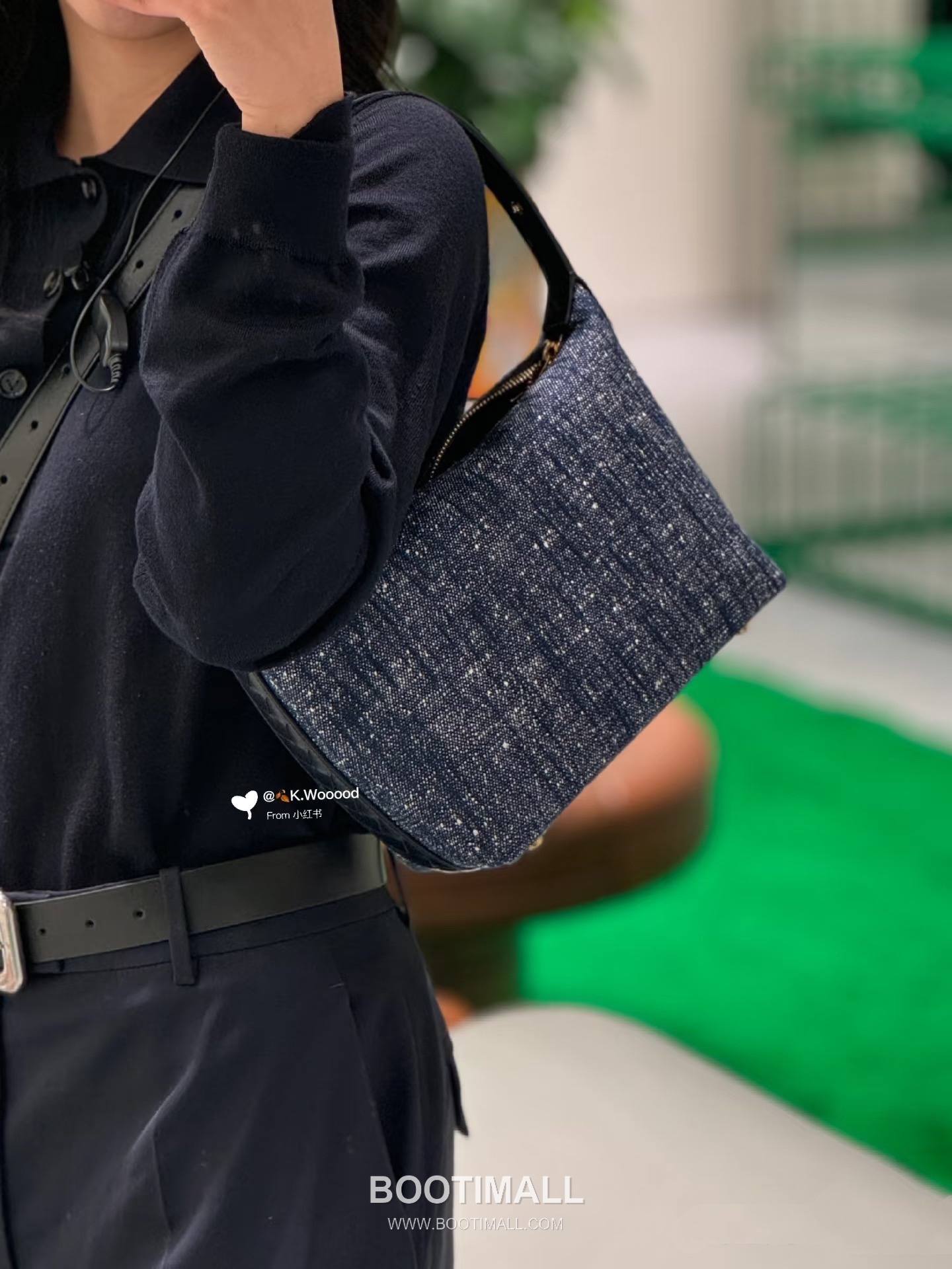 Bottega Veneta Wallace Bag Terry Denim, Woven Leather Blue Top Handle Bag 보테가 베네타 월리스 백 테리 데님, 위빙 레더 블루 탑핸들백 20cm 1