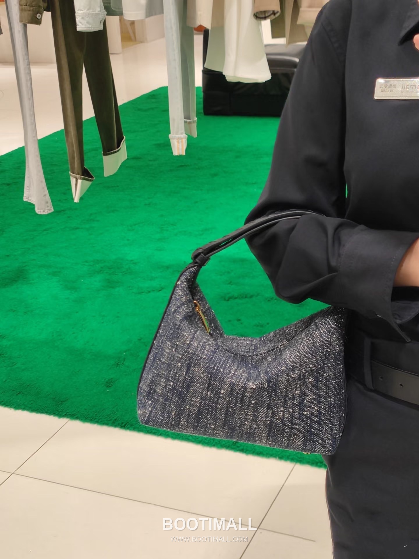 Bottega Veneta Wallace Bag Terry Denim, Woven Leather Blue Top Handle Bag 보테가 베네타 월리스 백 테리 데님, 위빙 레더 블루 탑핸들백 20cm 2