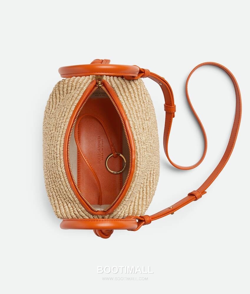 Bottega Veneta Loop Straw Bag Raffia & Calfskin Orange Shoulder Bag 보테가 베네타 루프 라피아 백 라피아 & 카프스킨 오렌지 숄더백 19cm 2