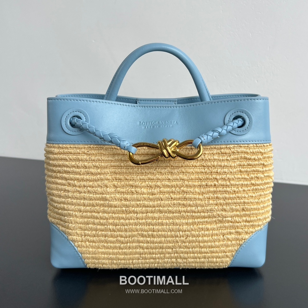 Bottega Veneta Andiamo Bag Nylon Raffia, Lambskin Beige Top Handle Bag 보테가 베네타 안디아모 백 나일론 라피아, 양가죽 베이지 탑핸들백 25cm 5