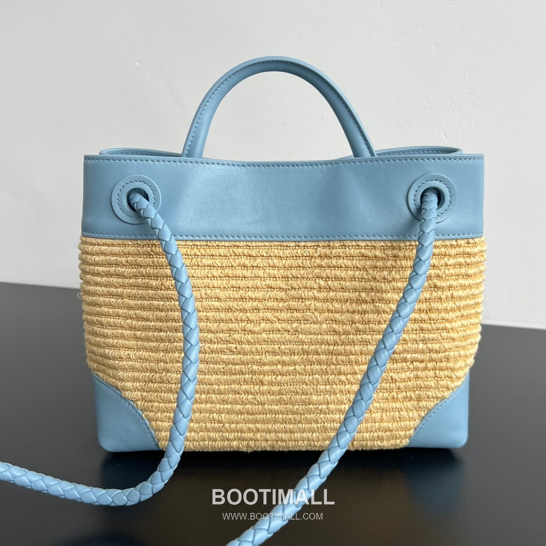 Bottega Veneta Andiamo Bag Nylon Raffia, Lambskin Beige Top Handle Bag 보테가 베네타 안디아모 백 나일론 라피아, 양가죽 베이지 탑핸들백 25cm 7