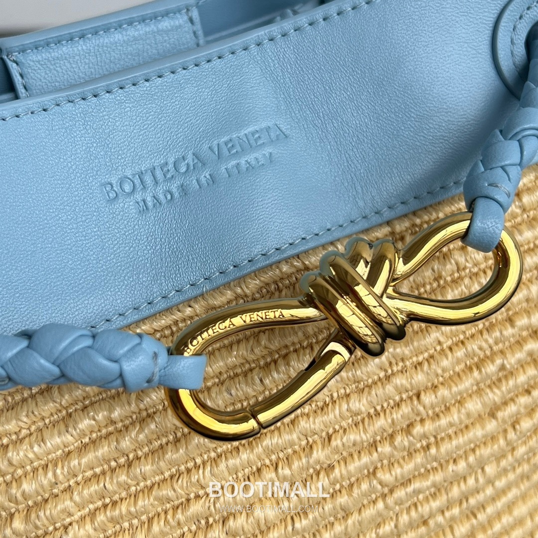 Bottega Veneta Andiamo Bag Nylon Raffia, Lambskin Beige Top Handle Bag 보테가 베네타 안디아모 백 나일론 라피아, 양가죽 베이지 탑핸들백 25cm 11
