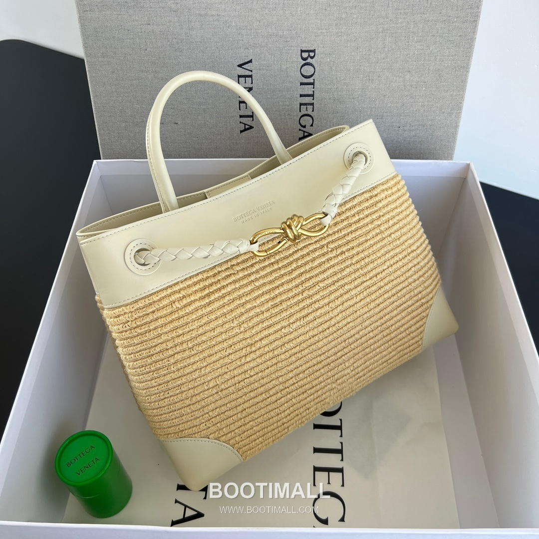 Bottega Veneta Andiamo Tote Nylon Raffia, Lambskin Natural Tote Bag 보테가 베네타 안디아모 토트 나일론 라피아, 램스킨(양가죽) 내추럴 토트백 32×24×12cm 3
