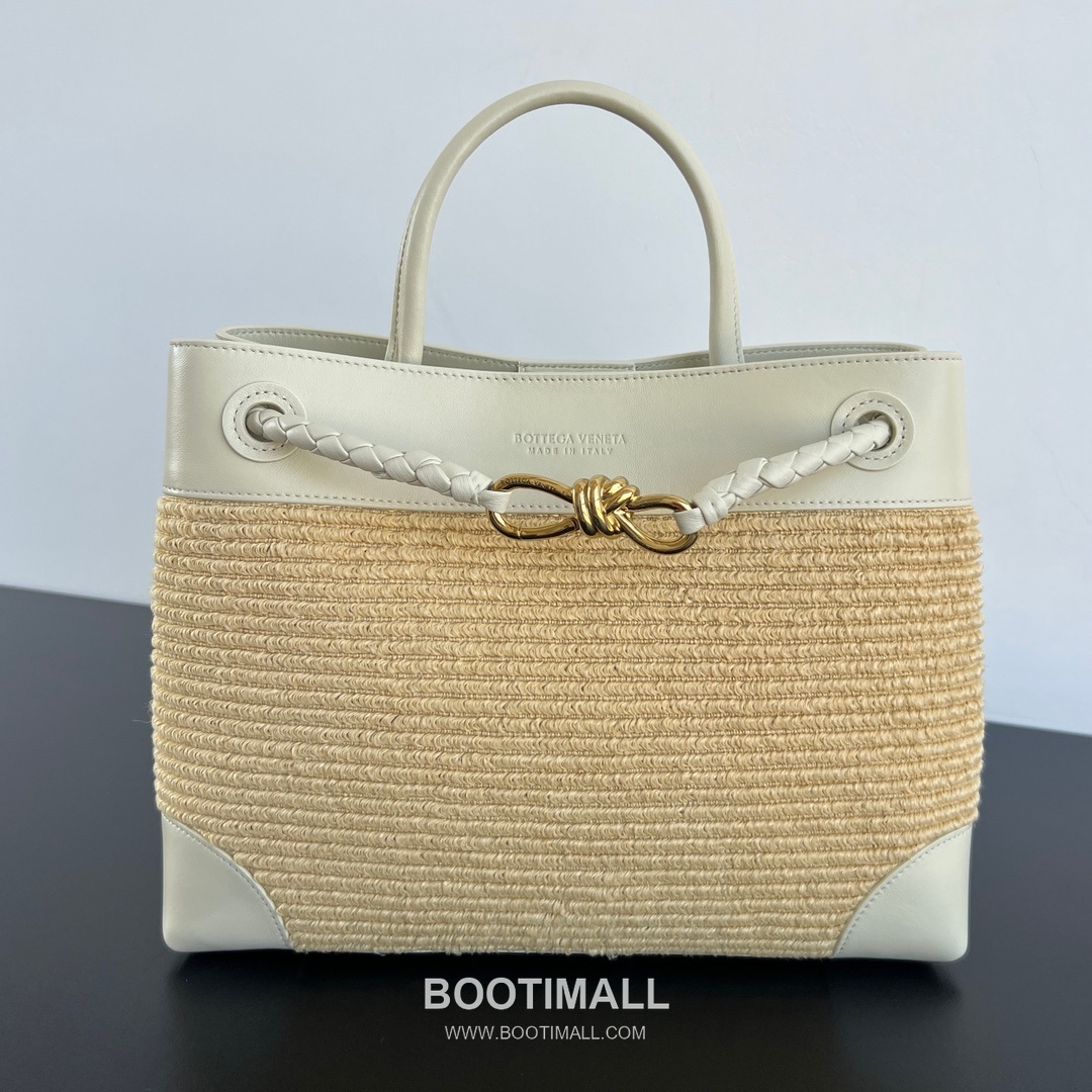 Bottega Veneta Andiamo Tote Nylon Raffia, Lambskin Natural Tote Bag 보테가 베네타 안디아모 토트 나일론 라피아, 램스킨(양가죽) 내추럴 토트백 32×24×12cm 4