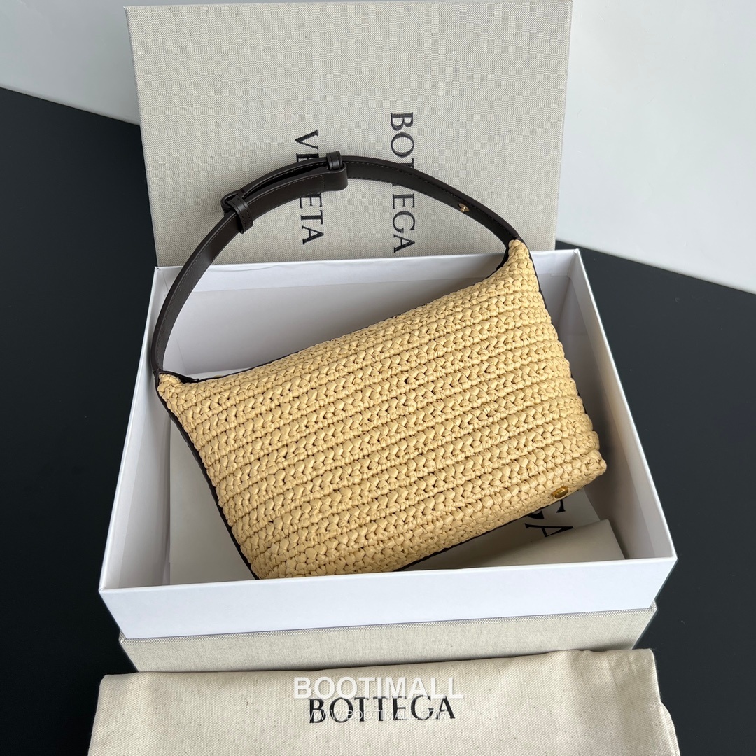 Bottega Veneta Wallace Straw Tote Raffia, Calfskin, Canvas Natural Tote Bag 보테가 베네타 월리스 라피아 토트백 라피아, 송아지가죽, 캔버스 내추럴 20x13x9.5cm 4