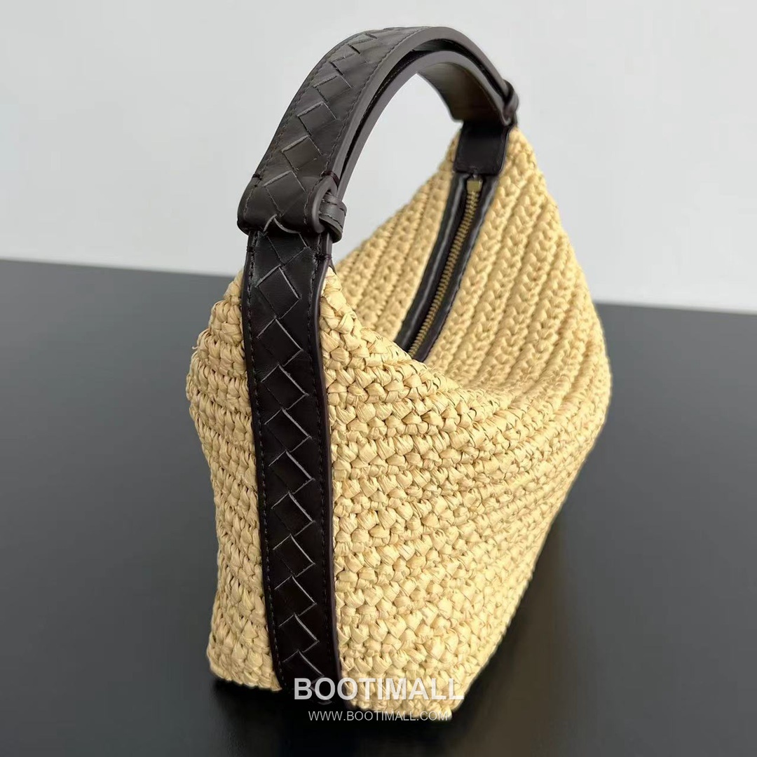Bottega Veneta Wallace Straw Tote Raffia, Calfskin, Canvas Natural Tote Bag 보테가 베네타 월리스 라피아 토트백 라피아, 송아지가죽, 캔버스 내추럴 20x13x9.5cm 6
