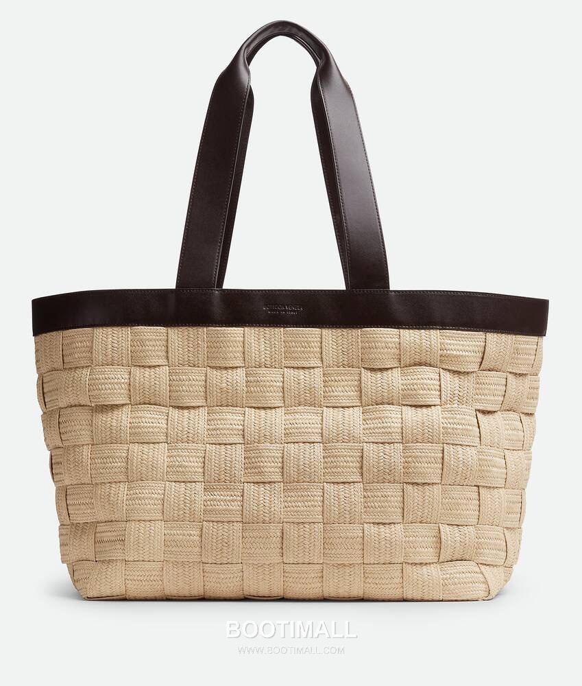 Bottega Veneta Raffia Woven Tote Raffia, Calfskin Beige Tote Bag 보테가 베네타 라피아 위빙 토트 라피아, 카프스킨 베이지 토트백 44cm 1