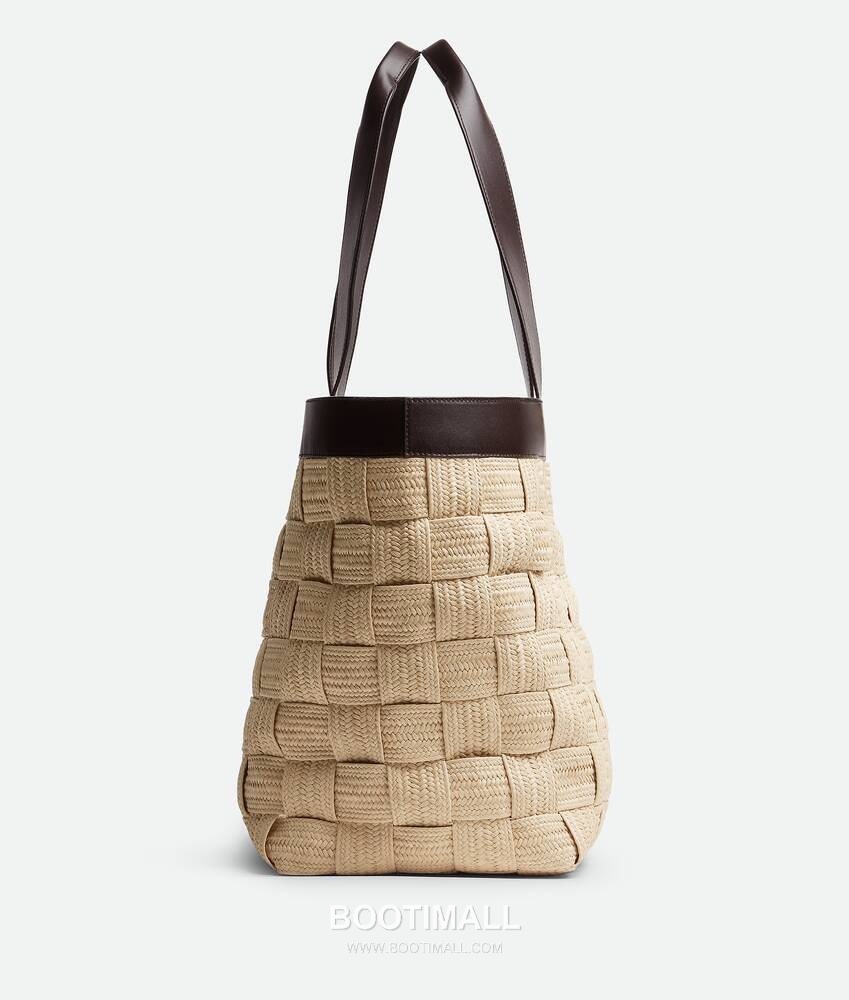 Bottega Veneta Raffia Woven Tote Raffia, Calfskin Beige Tote Bag 보테가 베네타 라피아 위빙 토트 라피아, 카프스킨 베이지 토트백 44cm 2