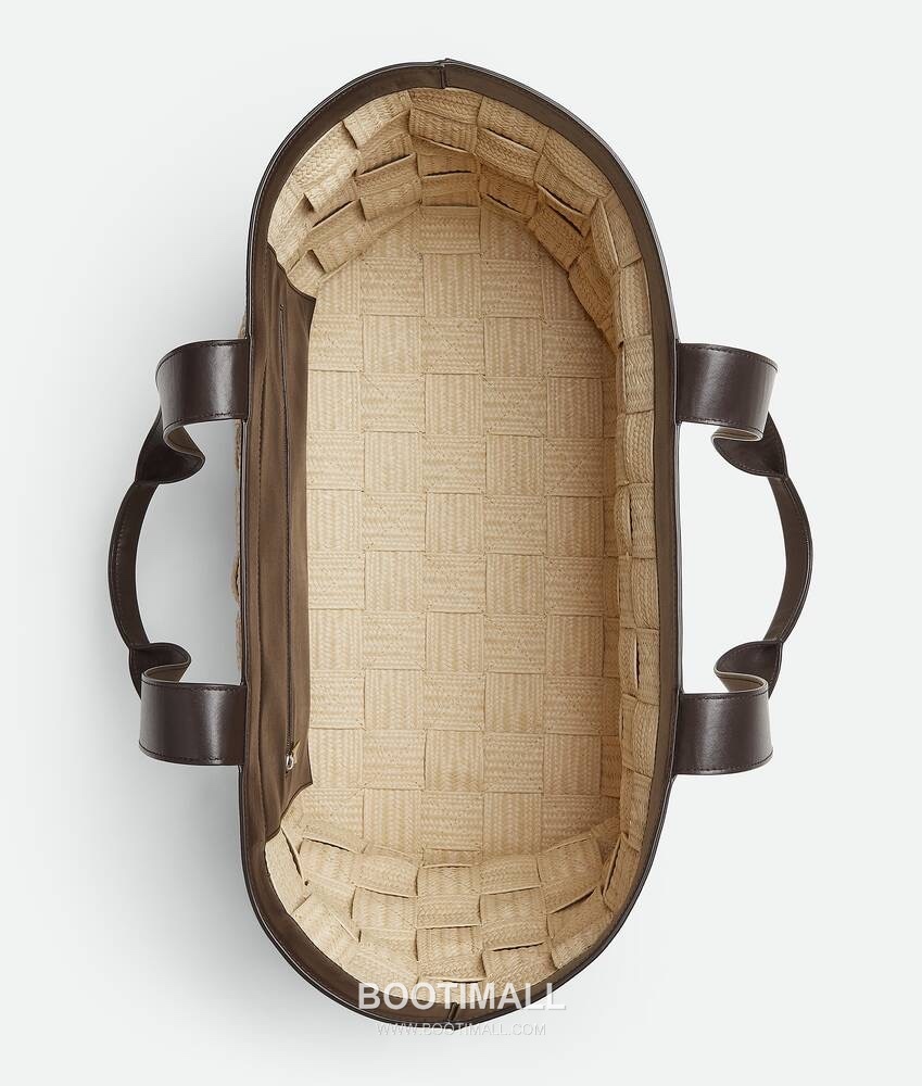 Bottega Veneta Raffia Woven Tote Raffia, Calfskin Beige Tote Bag 보테가 베네타 라피아 위빙 토트 라피아, 카프스킨 베이지 토트백 44cm 3