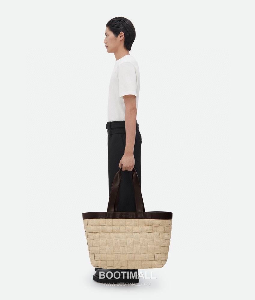 Bottega Veneta Raffia Woven Tote Raffia, Calfskin Beige Tote Bag 보테가 베네타 라피아 위빙 토트 라피아, 카프스킨 베이지 토트백 44cm 12