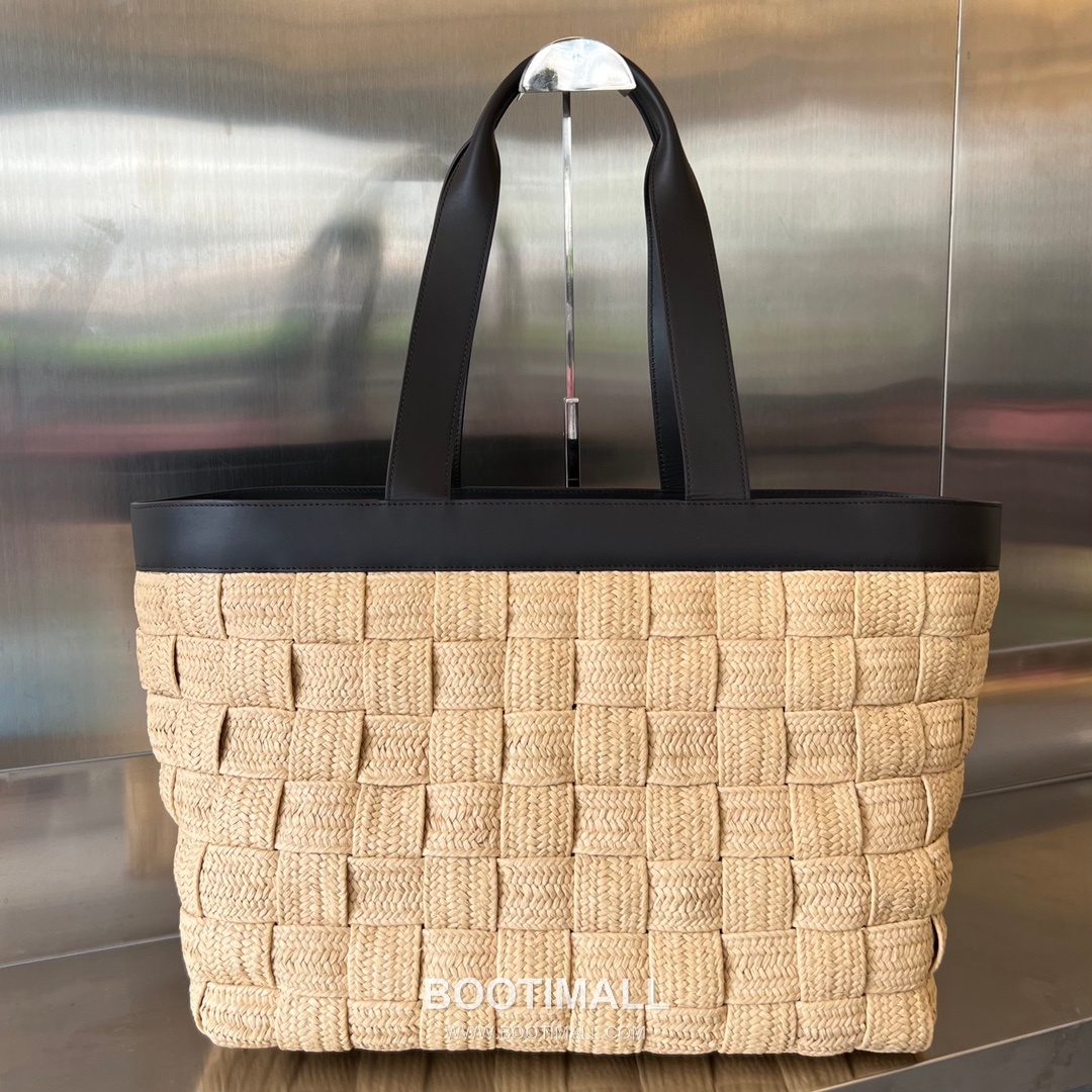 Bottega Veneta Raffia Woven Tote Raffia, Calfskin Beige Tote Bag 보테가 베네타 라피아 위빙 토트 라피아, 카프스킨 베이지 토트백 44cm 13