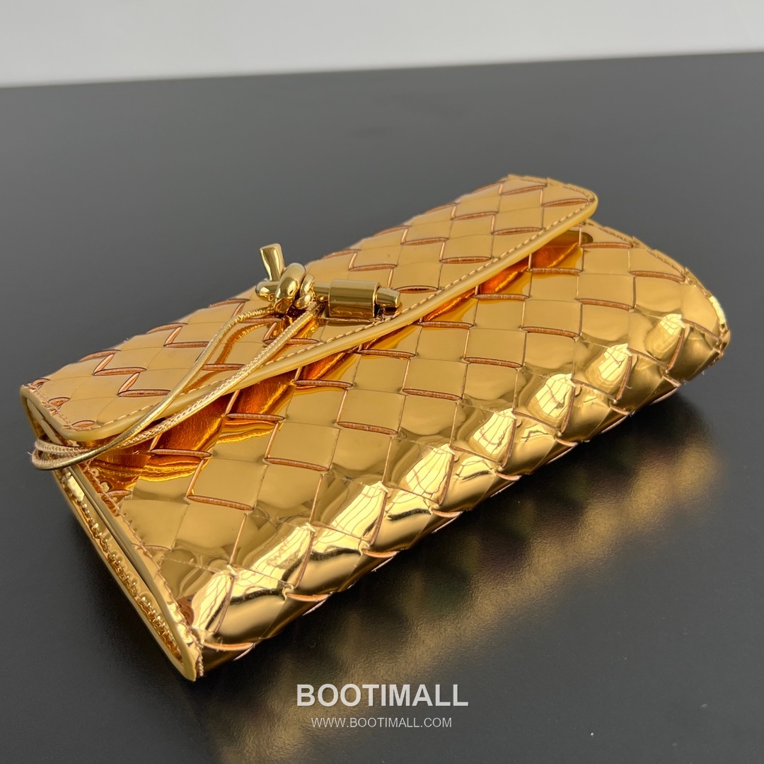 Bottega Veneta Andiamo Flap Wallet Intrecciato Leather Gold Long Wallet 보테가 베네타 안디아모 플랩 장지갑 인트레치아토 레더 골드 19cm 7