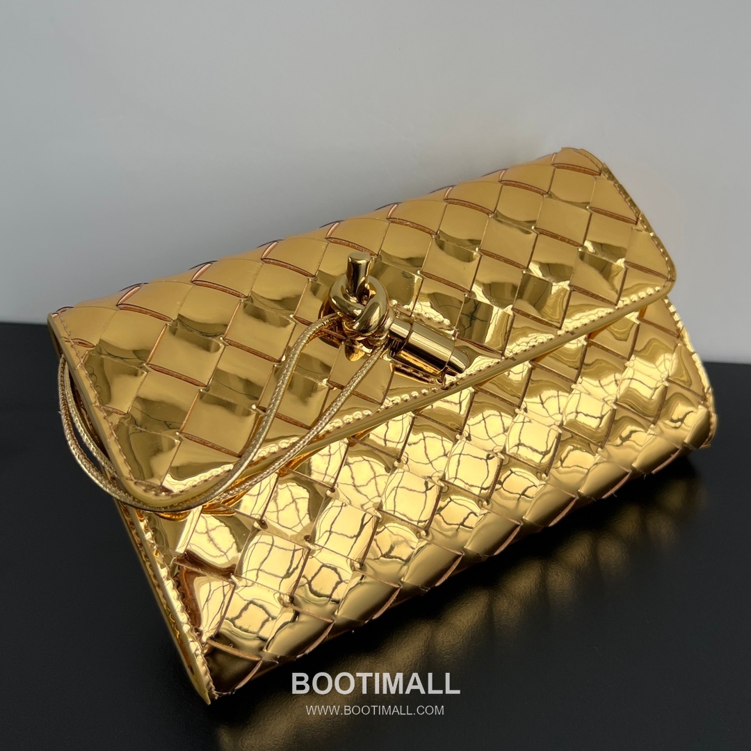 Bottega Veneta Andiamo Flap Wallet Intrecciato Leather Gold Long Wallet 보테가 베네타 안디아모 플랩 장지갑 인트레치아토 레더 골드 19cm 8