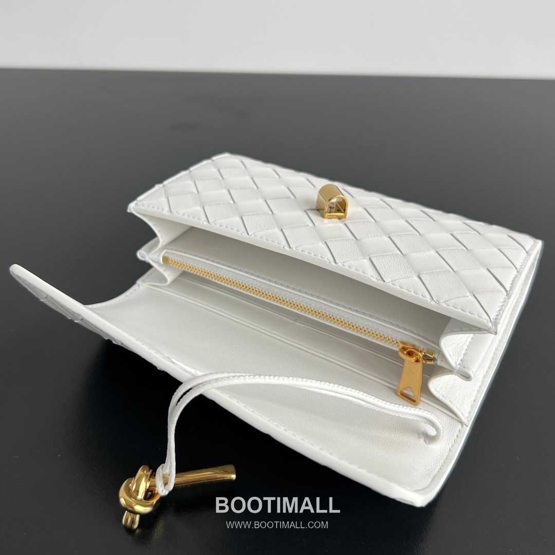 Bottega Veneta Andiamo Flap Wallet Intrecciato Gold Long Wallet 보테가 베네타 안디아모 플랩 장지갑 인트레치아토 레더 골드 19cm 9