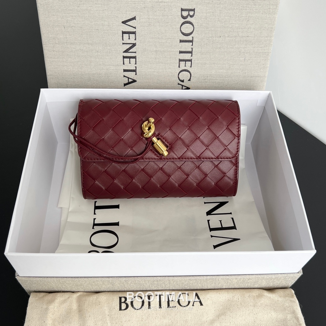 Bottega Veneta Andiamo Flap Wallet Intrecciato Leather Gold Long Wallet 보테가 베네타 안디아모 플랩 장지갑 인트레치아토 레더 골드 19cm 4