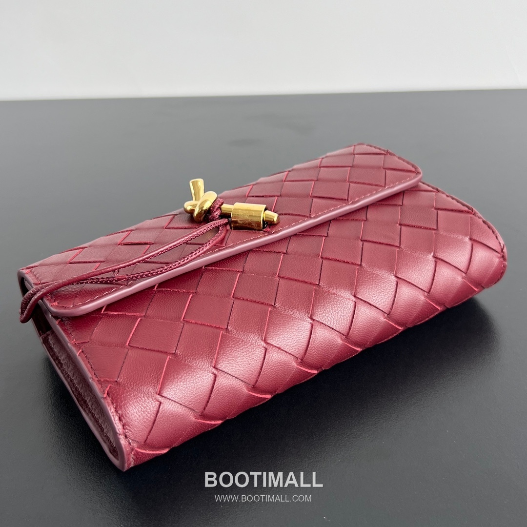 Bottega Veneta Andiamo Flap Wallet Intrecciato Leather Gold Long Wallet 보테가 베네타 안디아모 플랩 장지갑 인트레치아토 레더 골드 19cm 8