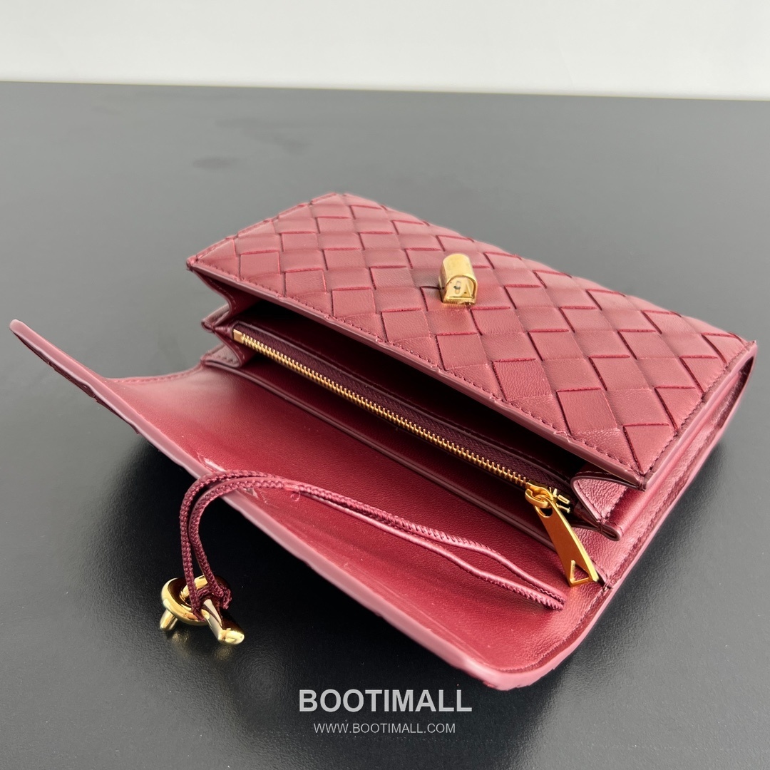Bottega Veneta Andiamo Flap Wallet Intrecciato Leather Gold Long Wallet 보테가 베네타 안디아모 플랩 장지갑 인트레치아토 레더 골드 19cm 11