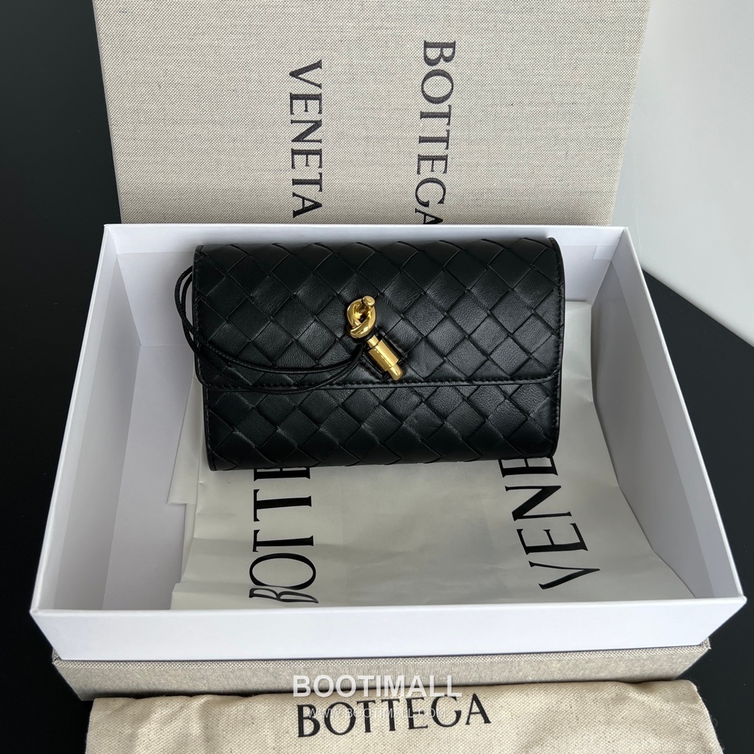 Bottega Veneta Andiamo Flap Wallet Intrecciato Leather Gold Long Wallet 보테가 베네타 안디아모 플랩 장지갑 인트레치아토 레더 골드 19cm 3