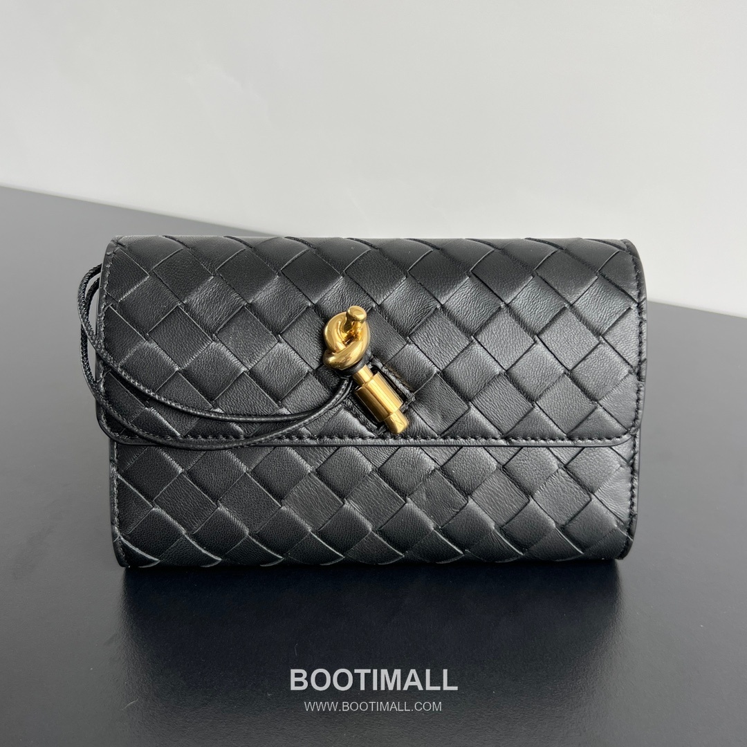 Bottega Veneta Andiamo Flap Wallet Intrecciato Leather Gold Long Wallet 보테가 베네타 안디아모 플랩 장지갑 인트레치아토 레더 골드 19cm 4