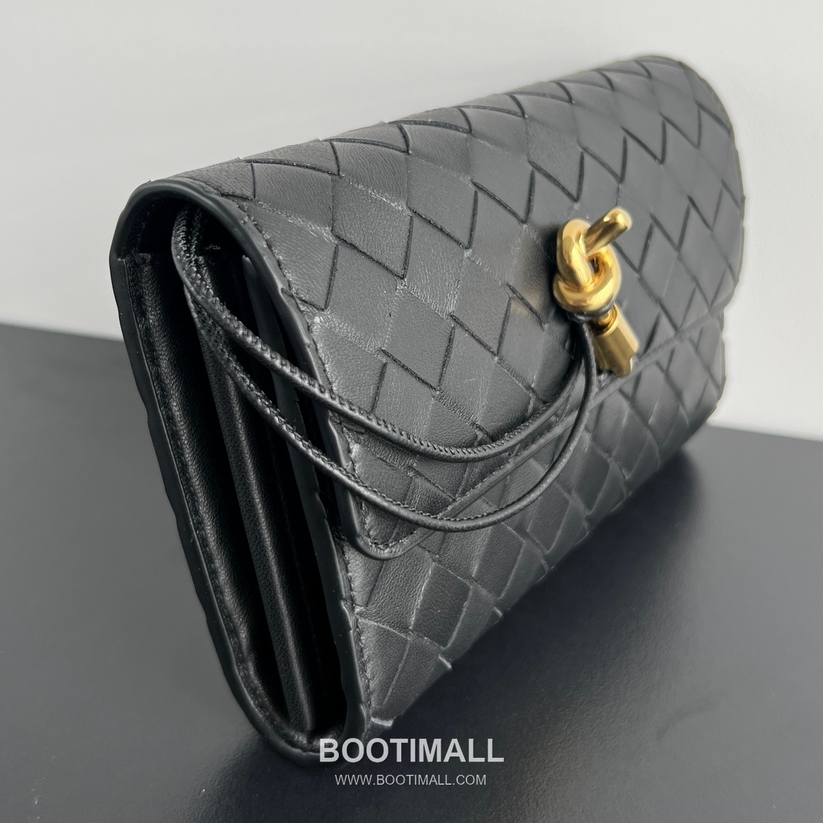 Bottega Veneta Andiamo Flap Wallet Intrecciato Leather Gold Long Wallet 보테가 베네타 안디아모 플랩 장지갑 인트레치아토 레더 골드 19cm 6