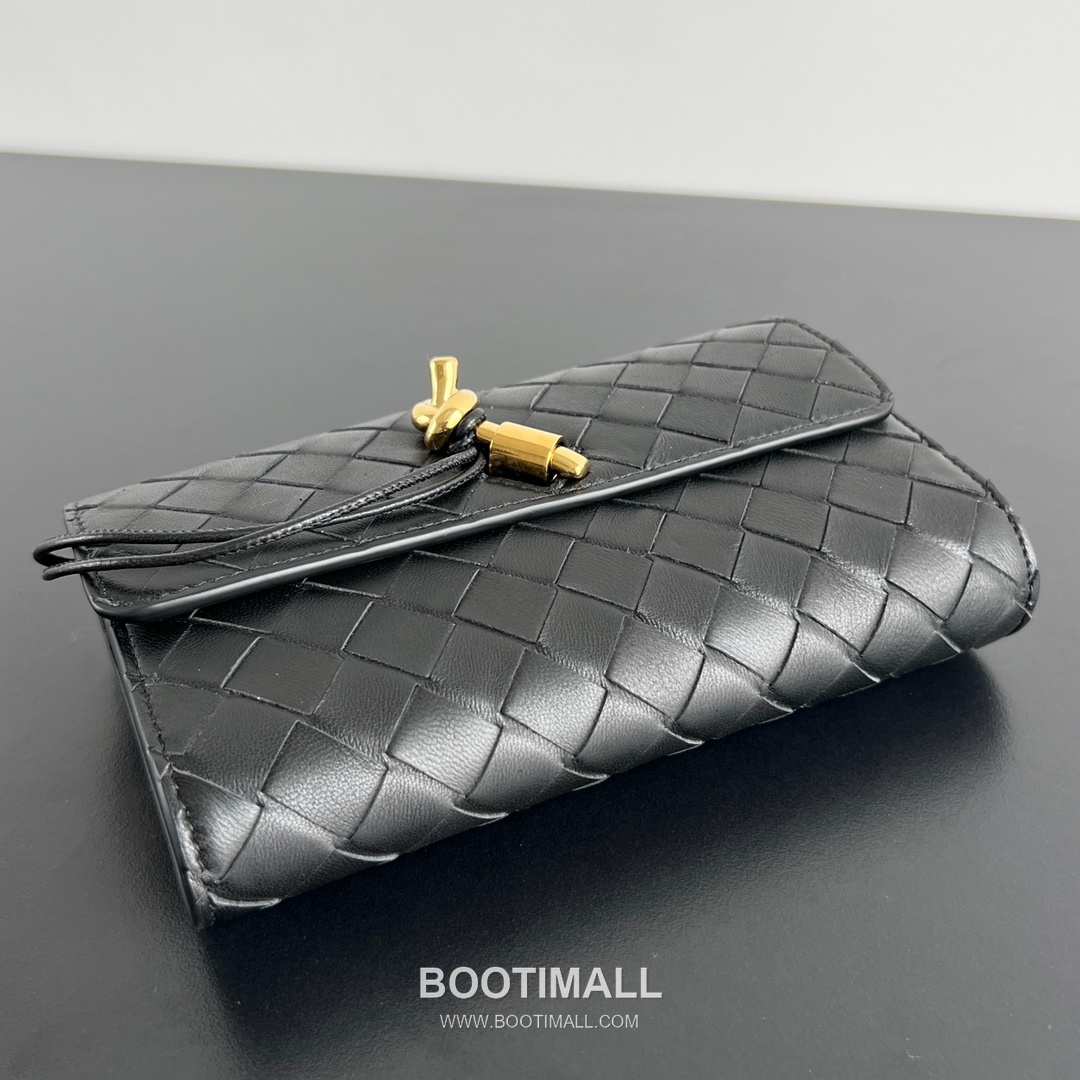 Bottega Veneta Andiamo Flap Wallet Intrecciato Leather Gold Long Wallet 보테가 베네타 안디아모 플랩 장지갑 인트레치아토 레더 골드 19cm 7