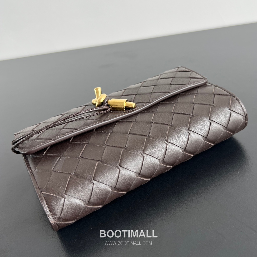 Bottega Veneta Andiamo Flap Wallet Intrecciato Leather Gold Long Wallet 보테가 베네타 안디아모 플랩 장지갑 인트레치아토 레더 골드 19cm 4