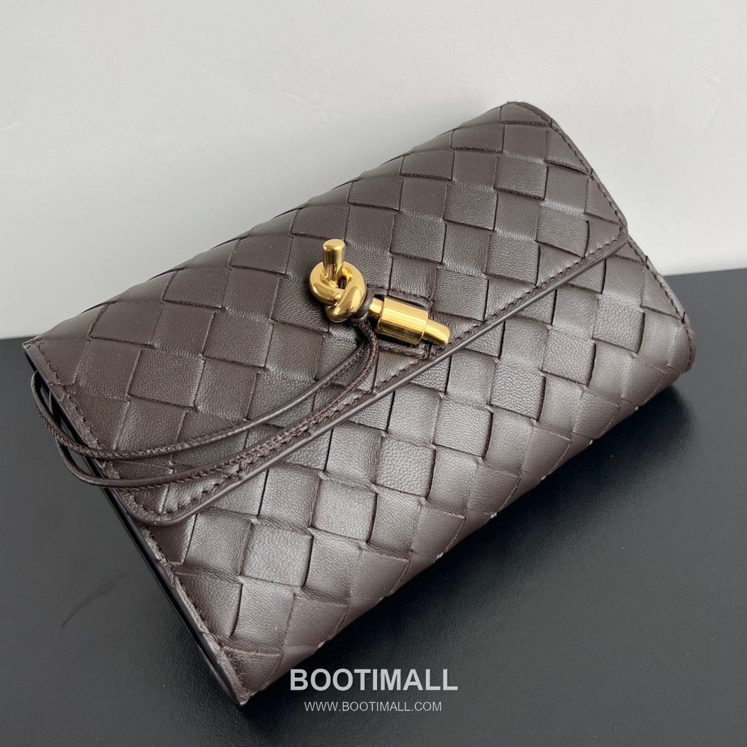 Bottega Veneta Andiamo Flap Wallet Intrecciato Leather Gold Long Wallet 보테가 베네타 안디아모 플랩 장지갑 인트레치아토 레더 골드 19cm 6