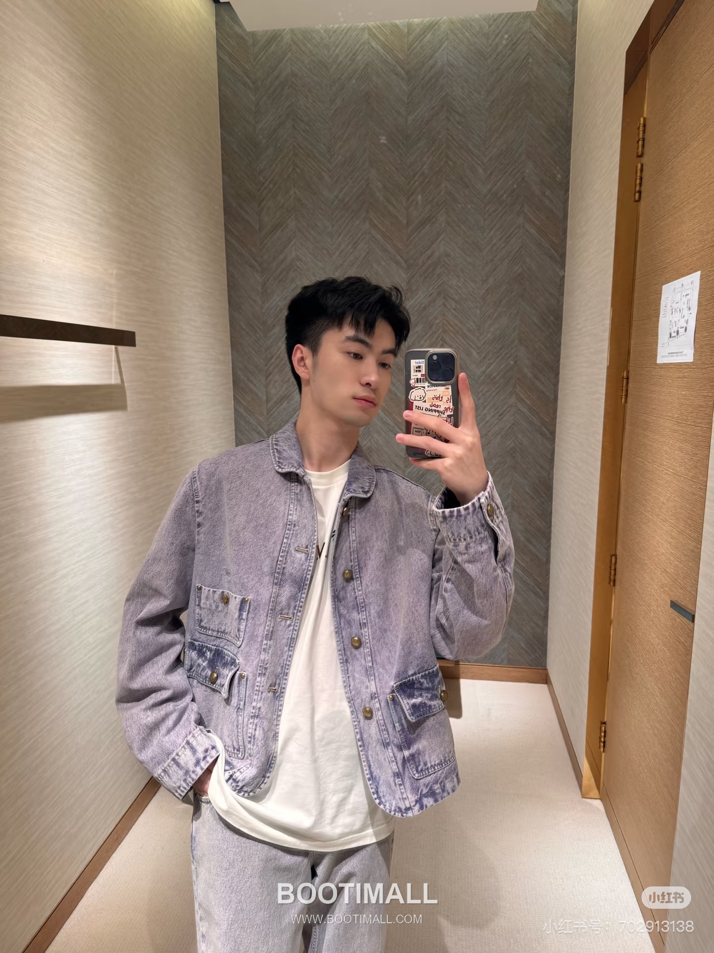 Amiri Denim Workwear Jacket Cotton Bleached Denim 블랙 스터드 데님 워크웨어 자켓 코튼 브리치드 데님 4