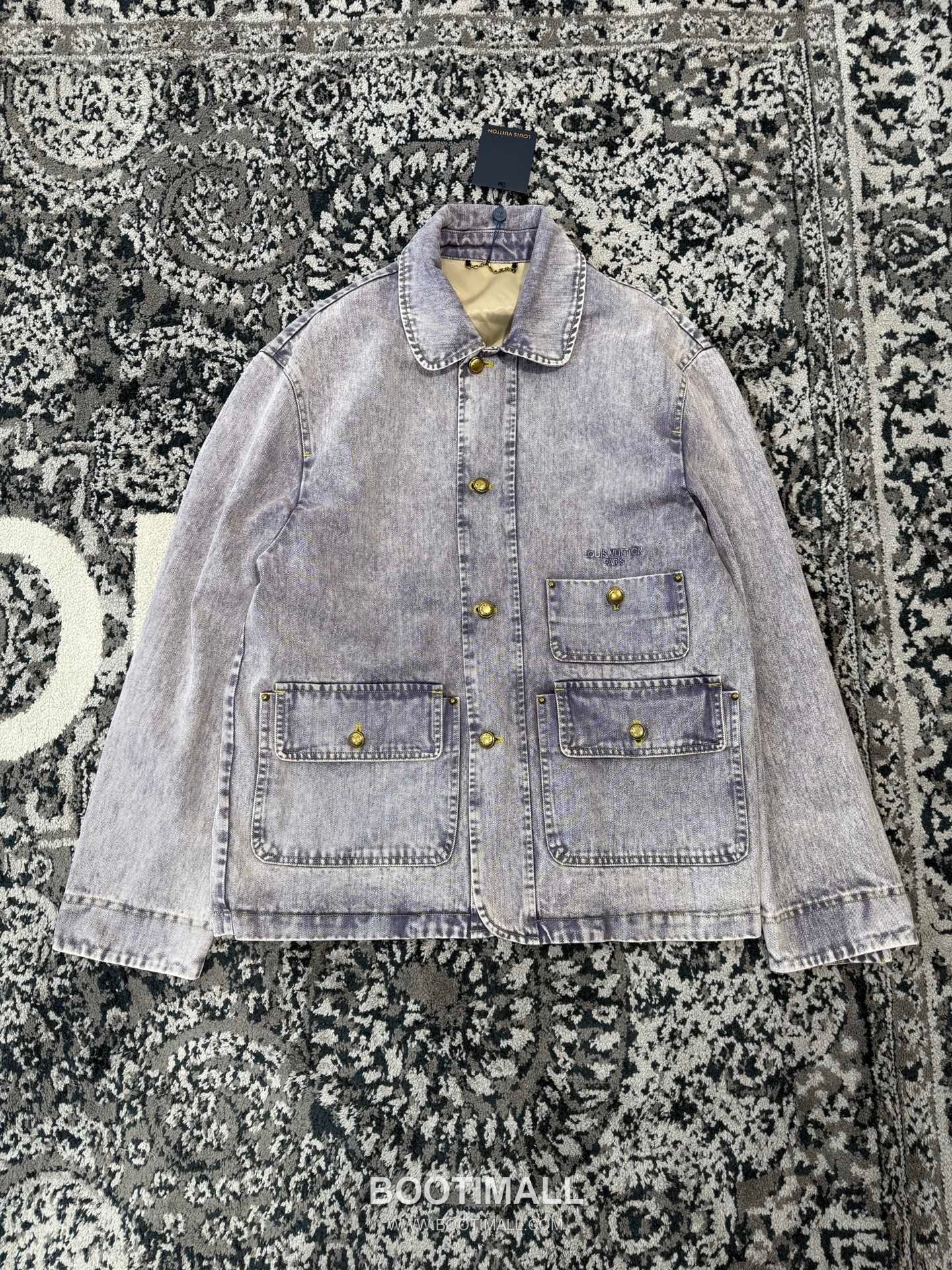 Amiri Denim Workwear Jacket Cotton Bleached Denim 블랙 스터드 데님 워크웨어 자켓 코튼 브리치드 데님 15