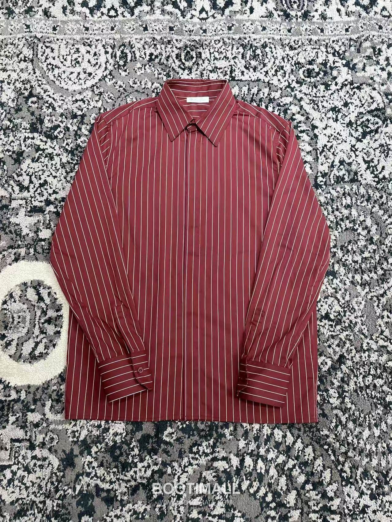 Amiri Striped Button Shirt Viscose Fiber 100% Burgundy 블랙 스터드 스트라이프 버튼 셔츠 비스코스 100% 버건디 7